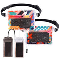 4 Pack Waterproof Fanny Pack with Waist Strap Waterproof Phone Pouch Dry Bag for Kayaking Pool Swimming Boating Beach Fishing Travel Diving Surfing (B-Hawaii, 2 Fanny Pack + 2 Phone Pouch) - color: B-Hawaii