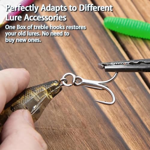 9KM DWLIFE Treble Hooks 4X High Carbon Steel Triple Hooks Fishing Hooks for Big Salmon Trout Bluefish Catfish Hooks 10 pcs - color: Silver, size: 6#