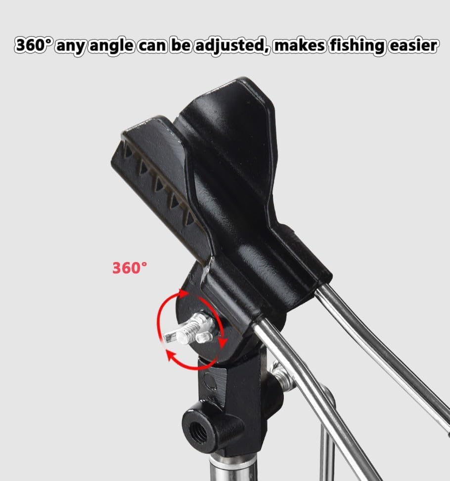 Stedan 2 Pack Fishing Rod Holders, Ground Fishing Rod Pole Brackets, 360 ° Adjustable & Detachable Easy to Carry Folding Fishing Equipment on Lakes, Rivers - color: Black