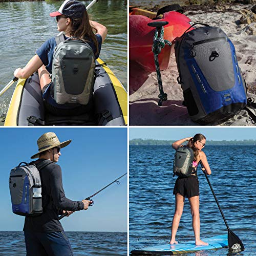 Xelfly Submersipack Waterproof Backpack - Submersible, Inflatable, Floating TPU Coated Durable Nylon Dry Bag with Airtight Zipper for Kayak, Fishing, Boating, Hiking, Paddle Board (Deep Blue, 25L) - color: Deep Blue