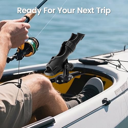 Hitorhike Side Track Fishing Rod Holder Mount, Heavy-Duty Side-Mounted Base, Compatible with 2 Mounting Bolt Options for Lund Sport,Lowe, Bass Boats&Kayaks - style: Side Track Mount Fishing Rold Holder 2-pack