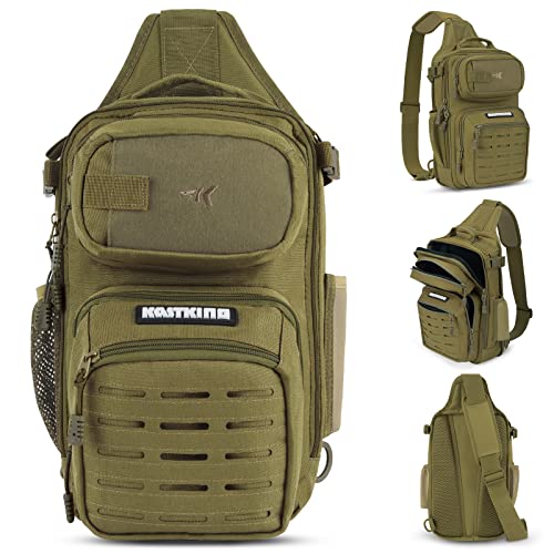 KastKing BlowBak Tactical Sling Tackle Bag-Lightweight Fishing Backpack Storge Fishing Gear and Equipment,Gift for Men - color: D: Desert Brown （14” X 8” X 6”）, size: Standard