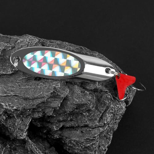 Fishing Lures Casting Spoon Lure, 5pcs Hard Metal Spoon Fishing Lures for Trout Bass Crappie Pike Walleye Saltwater Freshwater Fishing Gear 3/16oz-2oz - color: Silver-red heart, size: 3/2oz(42g)