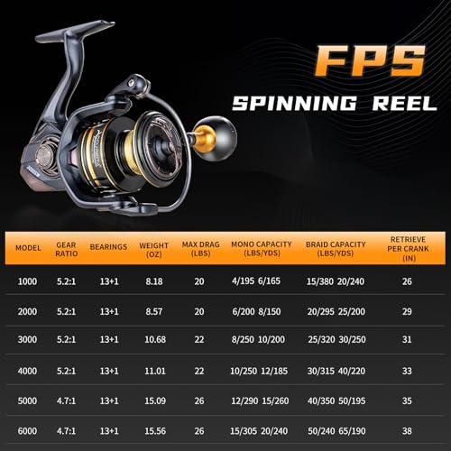 Saltwater Spinning Reel,13+1BB Ultra Smooth Saltwater Fishing Reels,Powerful Carbon Drag,CNC Aluminum Spool & Handle - color: tarnish&gold, size: 3000