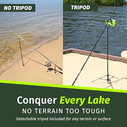 FISHIN' STIX Ready to Fish Kit - Includes 30" Rod Holder, All Terrain Stand Tripod and Bite Alarm - style: Pink