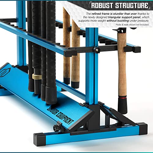 Savior Equipment Fishing Rod Rack Holder Organizer, 24-48 Slots to Hold Fresh Salt Water Spinning Rods & Reel Combo, Lightweight Aluminum Vertical Fish Pole Garage Storage Ground Display Stand - color: Ocean Blue, size: 36-Slots