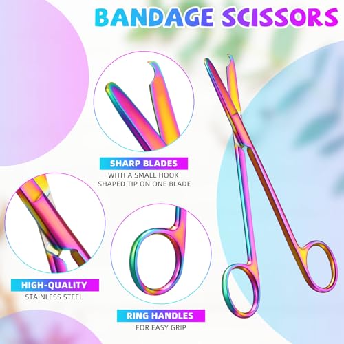 BBTO Hemostat Curved and Straight Hemostat Forceps Piercing Pliers Forceps, Stainless Steel Straight and Curved Pliers, Fishing Tweezer(Colorful,4 Pcs) - color: Colorful