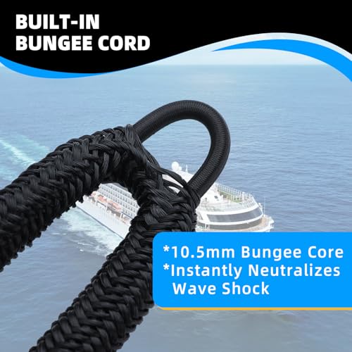 SHENGHUISS 7ft-14ft Boat Bungee Dock Lines，Double Braided Nylon Elastic Dock Line - for Boat, Jet Ski, Kayak Mooring & Securing