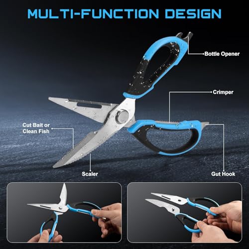 Fillet Knife Kit Combo, Fishing Knives and Honing Rod, Ultra-Sharp G4116 German Stainless Steel, Non-Slip Handle, Durable Storage Bag, Fishing Gifts for Men - color: Blue-8Pcs