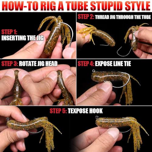 XFISHMAN-Tube-Jig-Heads-for-Bass-Fishing-Tube-Bait-Hooks 1/16oz 1/8oz 3/16oz 1/4oz (12-Pack) - color: 3/0 Hooks, size: 1/16oz (12-Pack)