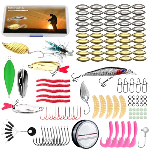 Fishing Lures Kit, 132Pcs Fishing Tackle Box with Fishing Gear Included – Crankbaits, Hooks, Jigs & Accessories, Freshwater Fishing Tackle for Bass Trout Walleye, Perfect Fishing Kit Gift