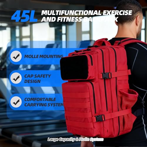 gracedon Tactical Backpack for Men 3 Day Rucksacks for Trekking Camping (red) - color: Red