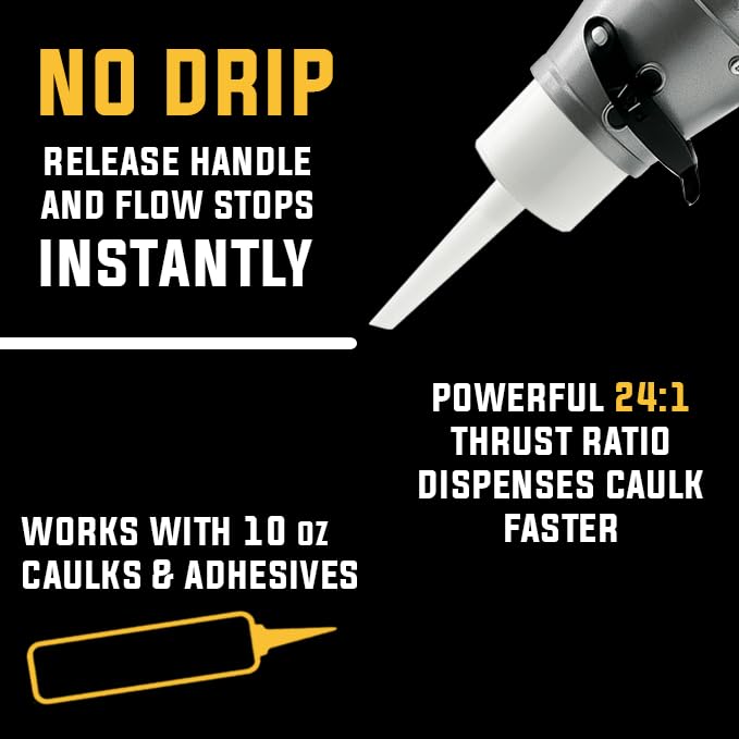 SILIGUN™ PRO Compact 24:1 Caulking Gun - No Drip Caulk Gun - Patent Design - Lightweight Aluminum Frame - Works with all 10 oz Tubes (SILIGUN PRO) - color: Siligun Pro
