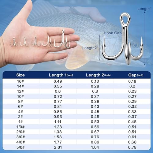 9KM DWLIFE Treble Hooks 4X High Carbon Steel Triple Hooks Fishing Hooks for Big Salmon Trout Bluefish Catfish Hooks 10 pcs - color: Silver, size: 4/0#