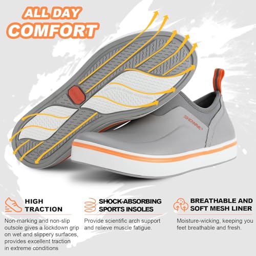 Showave Men's Deck Shoes Waterproof Short Rain Boots Breathable Sports Sailing Booties Non-Slip Rubber Boots Low Cut Design for Outdoor Fishing Gardening Walking - color: Grey, size: 7
