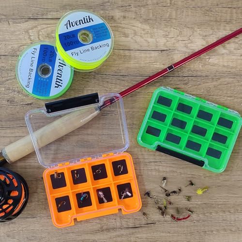 2PACK-Aventik Waterproof Slim Pocket Fly Box Fishing Hook Box Bait Storage Tackle Box (8 Magnetic Compartment -Green, Small) - style: M:Green-8C