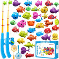 Magnetic Fishing Game Toys for Kids Toddlers 3-5 4-8, Water Table Bathtub Toys with Pole Rod Net Plastic Floating Fish, Water Bath Pool Outdoor Toys for Kids Toddlers Baby Age 3 4 5 6 7 8 Year Old - style: 35Fish+2Rod+2Net