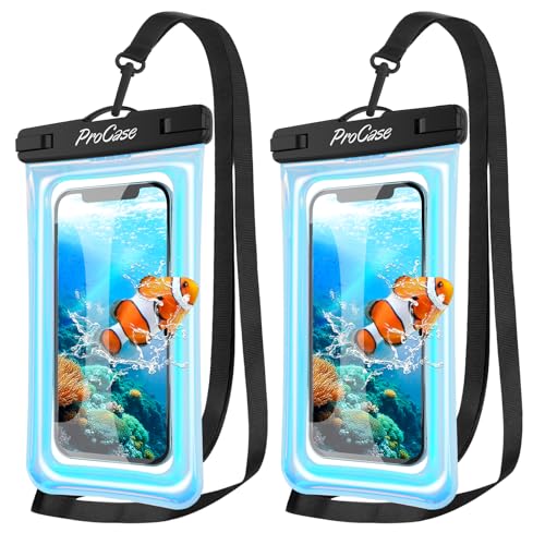 ProCase 2 Pack Floating Waterproof Phone Pouch IPX8, Universal Dry Bag Fits iPhone 17/16/15/14/13 Series, Galaxy S24/S23/S22, Pixel 8/7 (Up to 7”), Touchscreen, Underwater & Snow Protection -Sparkle - color: Sparkle
