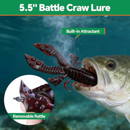 Clearance Bionics-Designed Durable Soft Plastic Fishing Lures Kit with Bonus Accessories, 3/4/5/6 Inch, 9-Type Lifelike Swimbaits in One Gear Set Included Tackle Box for Bass - color: Green box 15-type lures