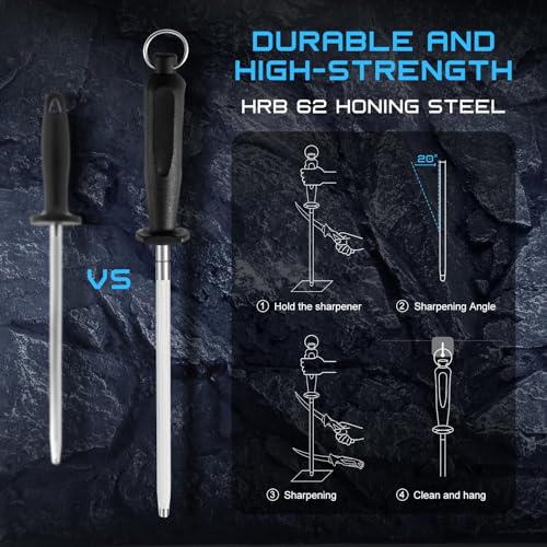 Fillet Knife Kit Combo, Fishing Knives and Honing Rod, Ultra-Sharp G4116 German Stainless Steel, Non-Slip Handle, Durable Storage Bag, Fishing Gifts for Men - color: Blue-3Pcs