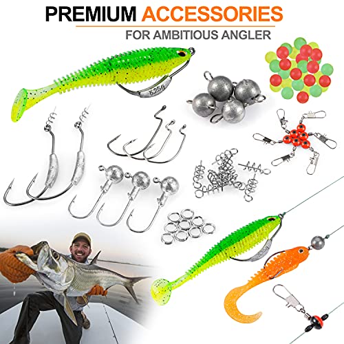 PLUSINNO Fishing Lures, All-in-One Fishing Tackle Box with Tackle Included, Fishing Gear Lure Bait Accessories Kit for Freshwater Bass Trout, Ideal Fishing Gifts for Men, Father & Beginners - color: 212Pcs Fishing Accessories Kit