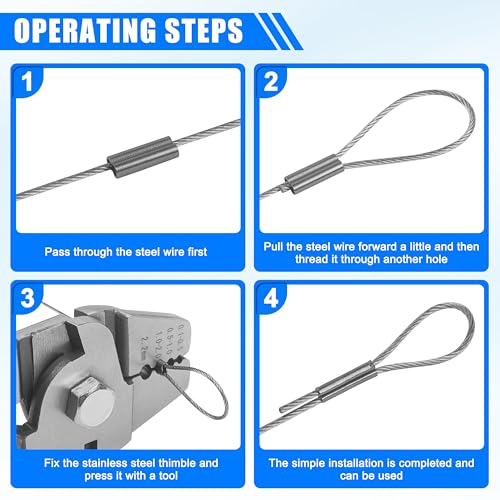 Fishing Crimping Tool Kit Wire Crimping Tool Stainless Steel Fishing Crimping Pliers with 300pcs Aluminum Crimp Sleeves Kit Effort-Saving Wire Crimper Tool, 4 Size Crimp Sleeves Fishing Tackle Pliers - color: Stainless Steel Crimping Pliers