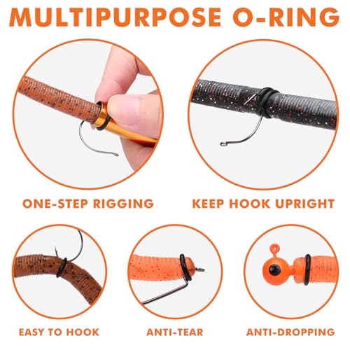 TRUSCEND Gradient Fishing Wacky Rig Tool with Silicone O Rings 210Pcs for 3"-4" and 5"-7" Fishing Worm Lures, Ultra-Smooth Downriggers Tube for Easy Installation and Great Protection of Stick Bait N1 - color: Gradient Gold