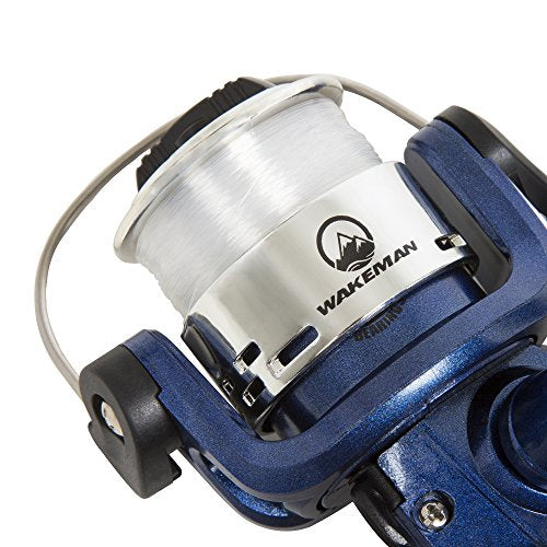 Wakeman Fiberglass Fishing Rod and Reel Combo – 2-Piece 65-Inch Medium Action Spinning Rod Set for Lake Fishing - color: Blue
