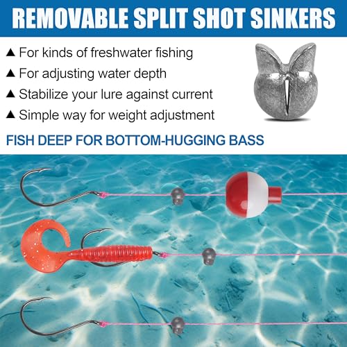 Split Shot Fishing Weights Sinkers,100pcs Removable Split Shot Fishing Line Sinkers Round Clip On Weights for Freshwater Saltwater Fishing - size: 1g-100pcs
