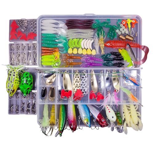 Fishing Lures Freshwater Bait Tackle kit.Tackle Box Including crankbaits topwater Lures,Jigs,Spoons and More Fishing Gear Set.Suitable for Bass Trout Salmon. - color: B240PCS
