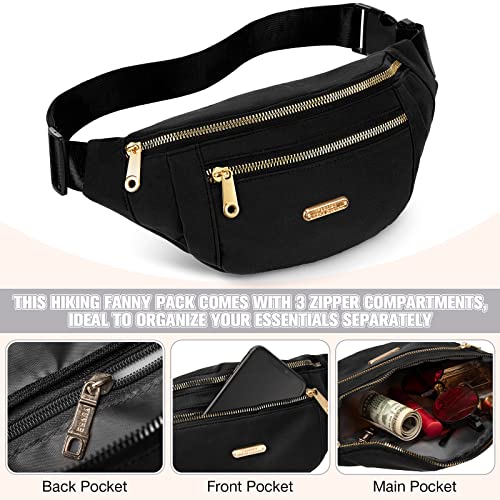 3 Pcs Waterproof Fanny Packs for Women and Men Waist Pack with Adjustable Strap Waist Pouch for Sports Running Exercise Walking Travel - color: Black, Gray, White