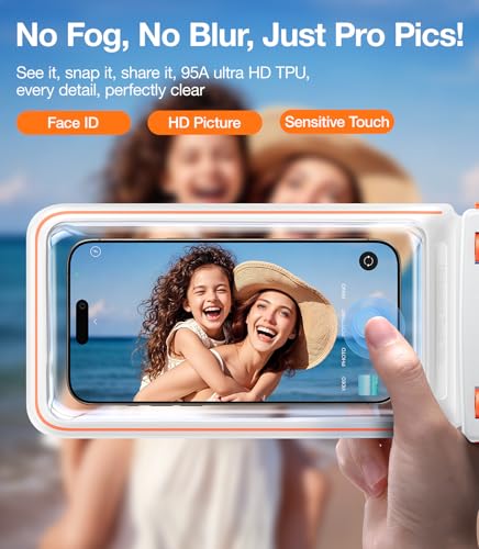 TORRAS IPX8 Waterproof Phone Pouch Floating, Underwater Screen Touchable, Water Proof Case with Lanyard for iPhone 17 Pro Max 16 S26, Cellphone Dry Bag Cruise Essentials 7.0 inch, White - color: 1 Pack-White