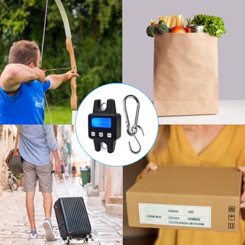 660 lbs/ 300kg Archery Bow Scale Hanging Handheld Scale Multifunctional Digital Tune Scale Peak Weight/Hold Weight for Recurve/Compound Bow (Black)
