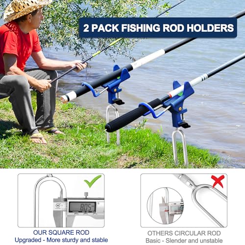 LBW Fishing Rod Holders for Bank - Fishing Pole Holders for Ground, Shore, Beach 360 Degree Adjustable Rod Holders 2 Pack - style: Reinforced Nylon - Luminous
