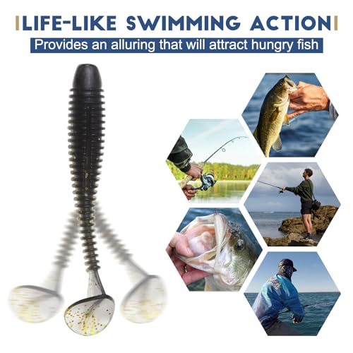 MAFIMOEA50/40/30Pcs Paddle Tail Swim Baits Lures Fishing Soft Plastic Lure Kit for Bass Trout Walleye Crappie 5.5cm 6.5cm 7.5cm - color: White, size: 7.5cm/2.95in-30pcs