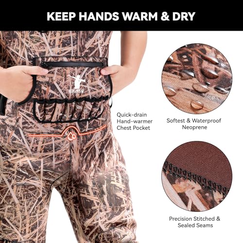 GearOZ Duck Hunting Waders for Men & Women, 5mm Neoprene Waterproof Chest Insulated Camo Wader Fishing Waterfowl Hunter