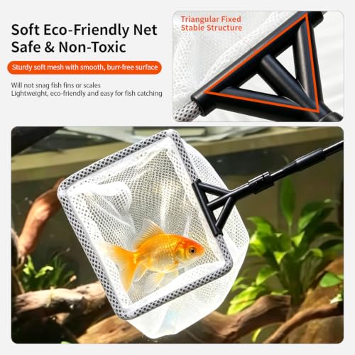 UPETTOOLS Aquarium Clean Tool 6 in 1 Fish Tank Cleaning Kit Algae Scraper Scrubber Pad Adjustable Long Handle Fish Tank Brush Cleaner Set
