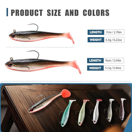 9KM DWLIFE Fishing Lures Pre-Rigged Soft Fishing Lures Bass Bait for Freshwater Saltwater Soft Plastic Lures for Bass Trout Walleye Fishing Gift