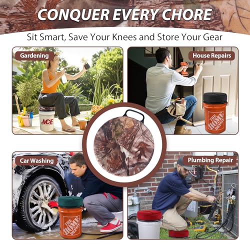 5 Gallon Bucket Seat with 3" Thick Seat Foam Cushion, 360°Swivel Bucket Lid Seat, Waterproof & Silent Bucket Seats for Dove Duck Hunting, Ice Fishing, Baseball, Camping - color: Maple Leaf