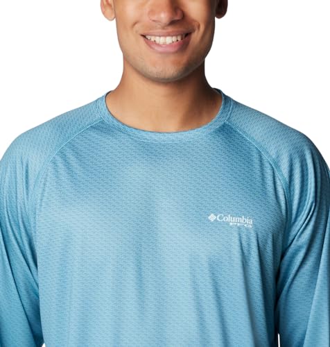 Columbia Men's Super Terminal Tackle PFG Super Fade Long Sleeve - color: Canyon Blue/Fish Hooks Sff, size: X-Large