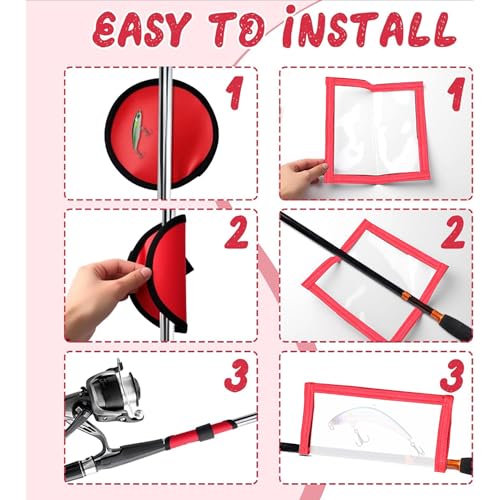 10 Pack Fishing Lure Covers,1 Pack Clear Fishing Bait Wraps,Lure Shield Fishing Lure Cover,Lure Wraps for Fishing Rod Fishing Hook Bait Covers - color: Red