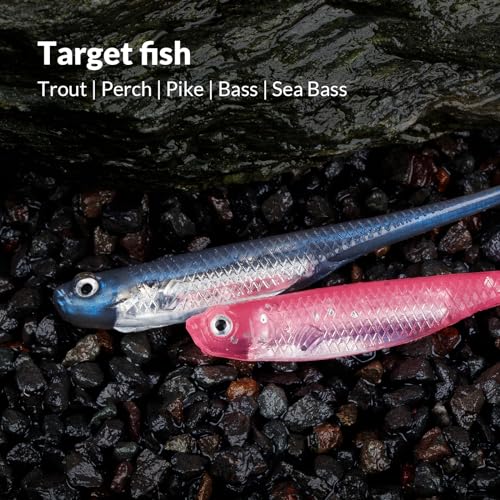 QualyQualy Soft Swimbait Fishing Lures 5PCS 6PCS Jerk Shad Minnow Drop Shot Lure Bass Bait Shad Lure Soft Jerkbait for Bass Trout Pike Walleye Crappie 2.95'' 3.93'' 4.72'' - color: A-1#, size: 3.93“ - 5Pcs