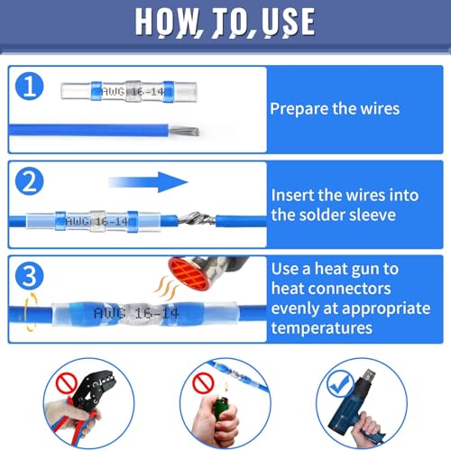 210pcs Heat Shrink Wire Connectors Sopoby 135 pcs Heat Shrink Crimp Butt Connectors Mixed with 75 pcs Solder Seal Wire Connectors 26-10GA Electrical Connectors Waterproof Assorted Wire cnectors Kit
