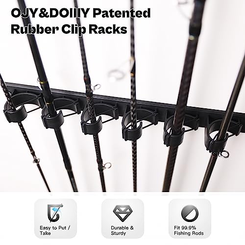 OJYDOIIIY Wall Mount Fishing Rod Holders,Vertical Fishing Pole Storage Rack for Garage 2 Packs - color: 2 Packs, 12 Rods
