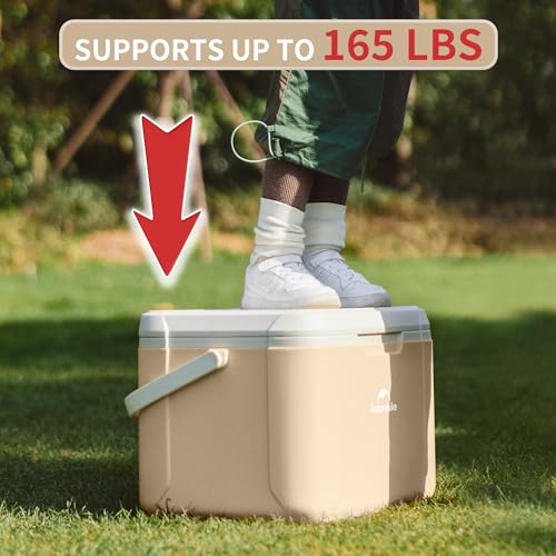 Naturehike 5.3/15/19 QT Hard Cooler, Insulated Ice Chest Box, Portable Ice Retention Cooler for Beach Camping Picnic Fishing Barbecue - color: Brown, size: 19QT