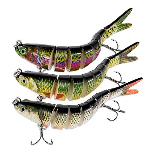 Fishing Lures for Bass Trout Topwater Multi Jointed Swimbaits Slow Sinking Bionic Swimming Lures Bass Freshwater Saltwater Bass Lifelike Fishing Lures Kit - color: Combo D