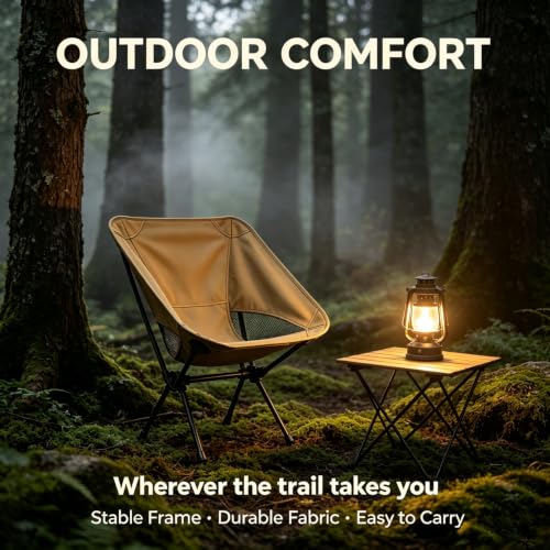 Wind Tour Portable Camping Chair Lightweight Foldable Outdoor Chair for Hiking Camp Backpacking Lawn Beach Fishing Picnic with Carry Bag (Khaki) - color: Khaki