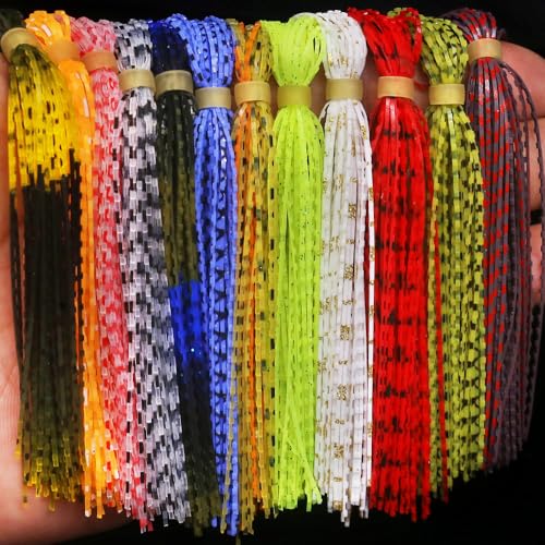 Rubber-Legs-Fly-Tying-Materials-12-Colors-Silicone-Legs-for-Fly-Tying-Flies & Jigs Trout Bass Panfish Lure Making Supplies Kit - color: 12 Advanced Embossed Set