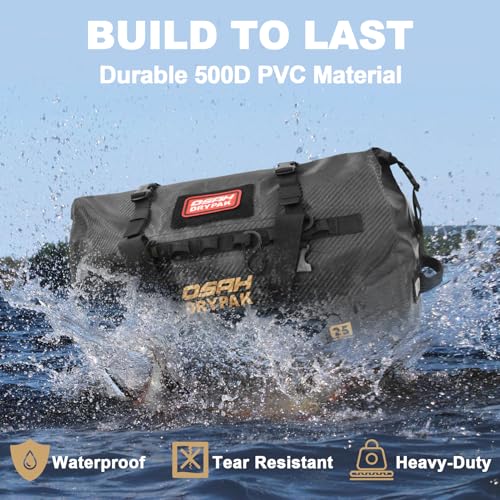 OSAH DRYPAK Waterproof Duffel Bag 25L/40L/60L – Heavy-Duty Motorcycle Tail Bag, Roll-Top Dry Bag for Travel, Camping, Boating, Kayaking, Outdoor Adventure - color: CARBON FIBER, size: 60L
