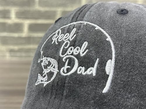 Fishing Baseball Cap for Men Women, Adjustable Embroidered Hat | Fishing Gear, Outdoor Adventure Design, Precision Embroidery Craft, One Size Adjustable Fit - color: Dad (Washed Black)